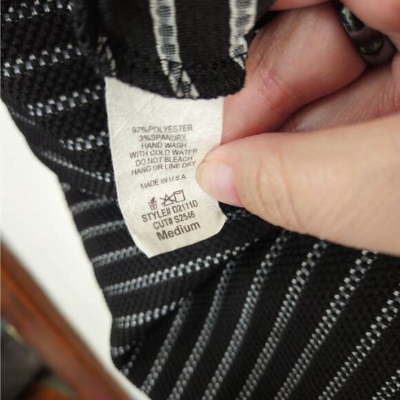 SAGE Brand Stripped Textured Sleeveless Swing Dress Sz Medium Stretchy - Picture 5 of 6